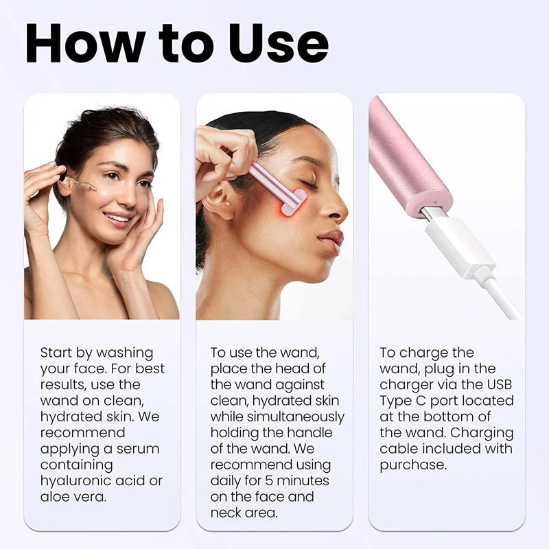 Microcurrent Face Lifting & Red Light Facial Wand